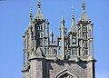 Intricate stonework at the top of St Mary's Church tower