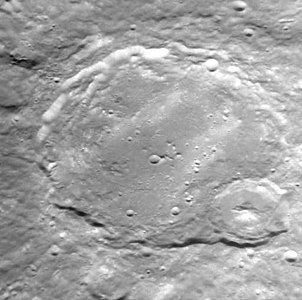 Oblique view of Vincente crater