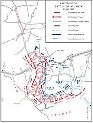 Map of the Battle of Atlanta, 22 July 1864