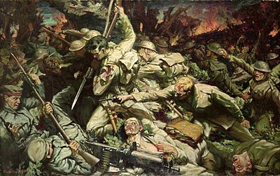 Painting of hand to hand combat during WWI