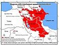 Approximate map of majority Azerbaijani speaking regions. See notes in the map for details on Iran.