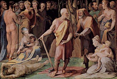 Postumius kills his son for betraying his orders by Domenico Beccafumi