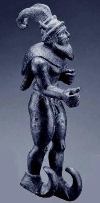 Near Eastern horned deity copper statuette (proto-Elamite 3000–2800 BC)