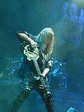 An image of Slayer guitarist Jeff Hanneman performing in 2010