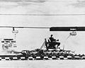 Lt. Col. John P. Stapp rides the rocket sled at Edwards Air Force Base