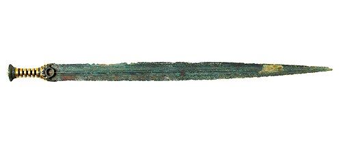 Bronze sword with gold decorated hilt, Denmark