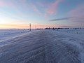 Highway 604 at dawn in winter near North Portal