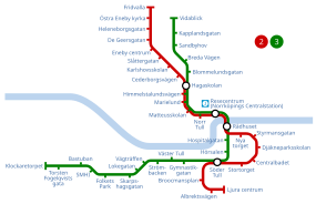 The Norrköping tramway network in 2008