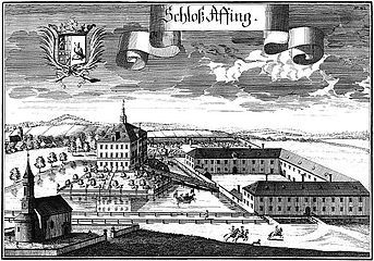 Schloss Affing c. 1700 - copper engraving by Michael Wening