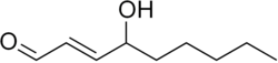 Skeletal formula of 4-hydroxynonenal ((2E)-2-en)