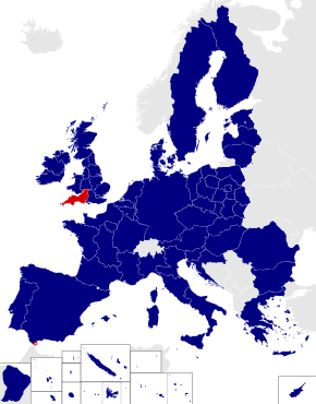 Map of the 2014 European Parliament constituencies with South West highlighted in red