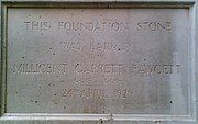 Foundation stone, Millicent Fawcett Hall, Westminster