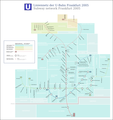 Subway network map with neighborhoods in Frankfurt and additional information