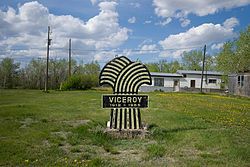 Wheat stook sign at Viceroy