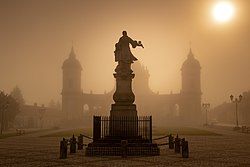 Market Square with the statue of hetman Stefan Czarniecki and the Holy Trinity Church