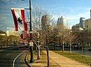 Viewing Benjamin Franklin Parkway toward Center City.