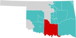 Location (red) in the U.S. state of Oklahoma