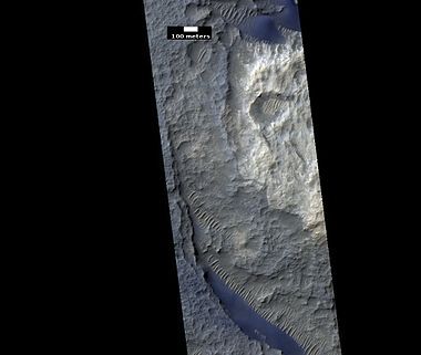 Dunes in Schaeberle (Martian crater), as seen by HiRISE under the HiWish program