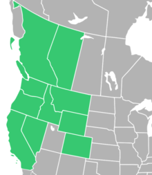 Symphyotrichum campestre native distribution map: Canada — Alberta and British Columbia; US — California, Colorado, Idaho, Montana, Nevada, Oregon, Washington, and Wyoming.