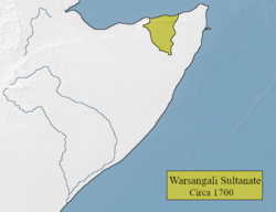 Map of the historic Warsangali Sultanate