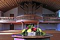 Interior of the village church, looking toward the back