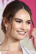 A head-and-shoulder shot of Lily James at the Baby Driver Sydney premiere