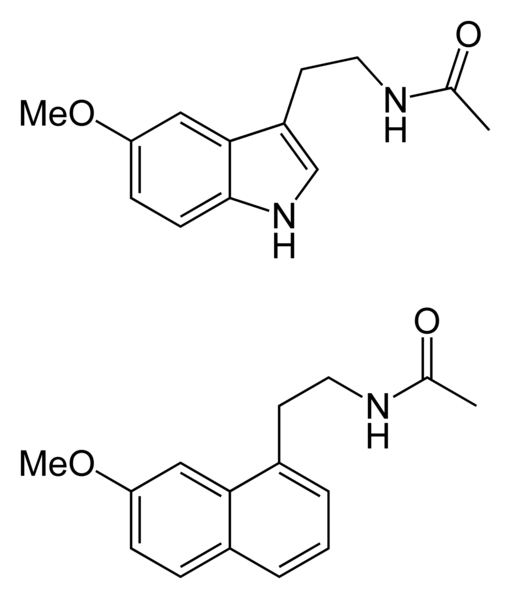 File:Agomelatine-vs-melatonin-2D-skeletal.png