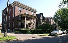 Prentis Street between Second and Cass, showing single-family homes and small apartments