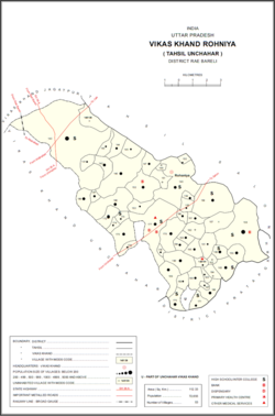 Map showing Umran (#177) in Rohaniya CD block