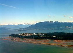 Aerial view of the University Endowment Lands, including UBC and Pacific Spirit Park