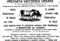 Advertisement of the "Vaccheria" near the Sant'Anna Funicolar, selling the milk produced in the dairy farm hosted in the park of Villa Acquarone, now Villa Madre Cabrini