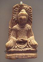 A Serindian art Buddha statue from Tumshuq, Xinjiang. 5th century.