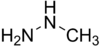 Skeletal formula of monomethylhydrazine with some implicit hydrogens shown