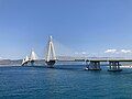 The Rio-Antirrio bridge from the ferry landing.