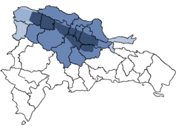 Location of the Cibao Region (Blue) within Dominican Republic