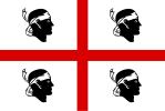 Flag of Sardinia (Saint George's Cross and Four Moor's heads)