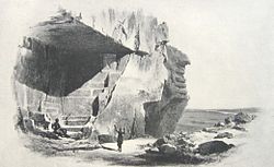 Depiction of a limestone quarry in Tura