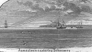 CSS Jamestown capturing schooners