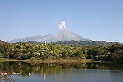 View of a volcano from Comala