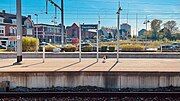 Place name sign on a platform