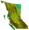 Shaded relief of British Columbia