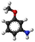 Ball-and-stick model of the m-anisidine molecule