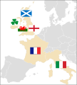 Map showing nations which take part in Six Nations