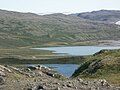 Color differential - fresh water of Aajuitsup Tasia, and meltwater of unnamed outflow lake of Russell Glacier