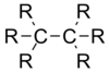 Two sp3 carbon atoms bonded to each other.