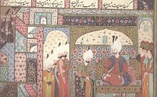 A seated Suleiman the Magnificent, surrounded by other people