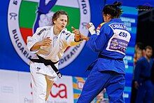 Magdalena Krssakova (white) vs Cristina Cabaña (blue) at European Judo Championships Sofia 2022