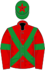 Red, green cross-belts and armlets, green cap, red star