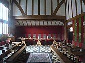 Color photo of modern reconstruction of a medieval hall