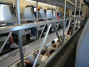 Structural trusses on a crowded gallery car